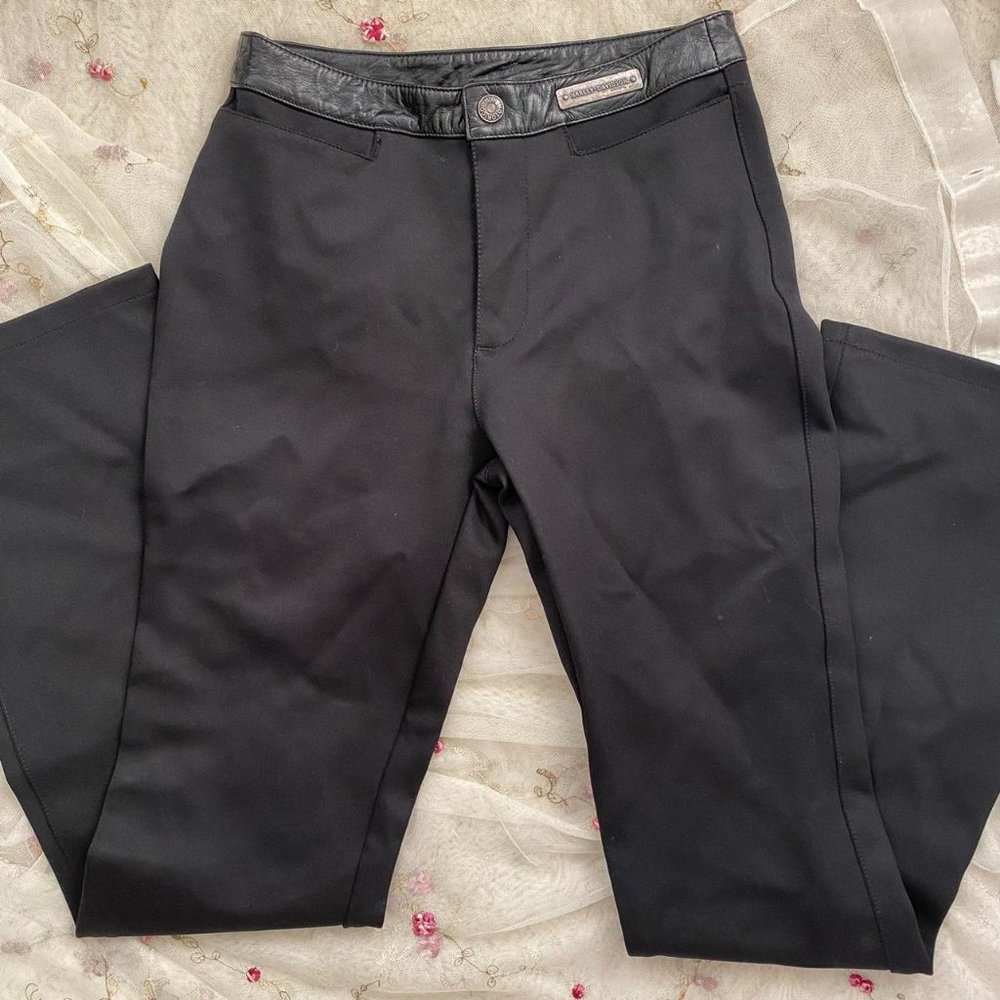 Harley Davidson Black Leather High Rise Pants Small